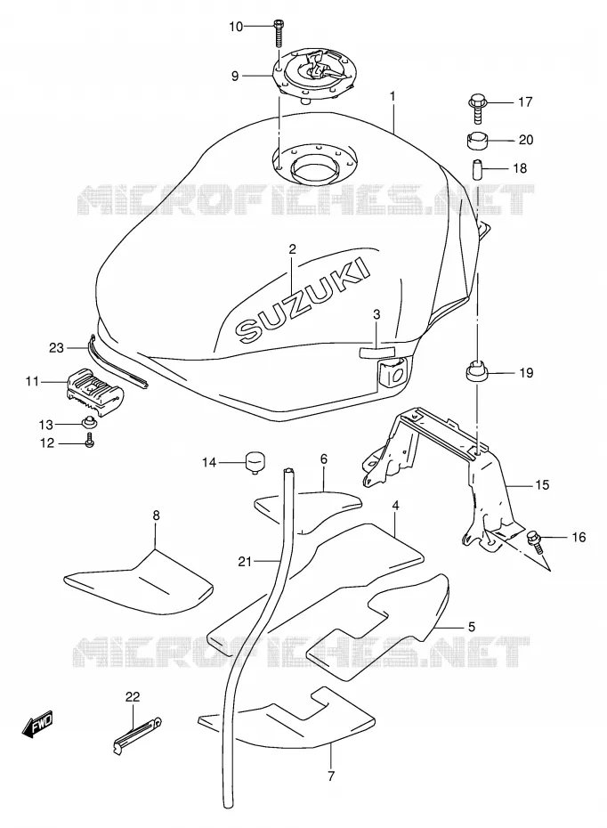 RESERVOIR D'ESSENCE (MODELE Y/K1) Suzuki MOTO 600 GSX-F 1999  GSX600FX(E2)