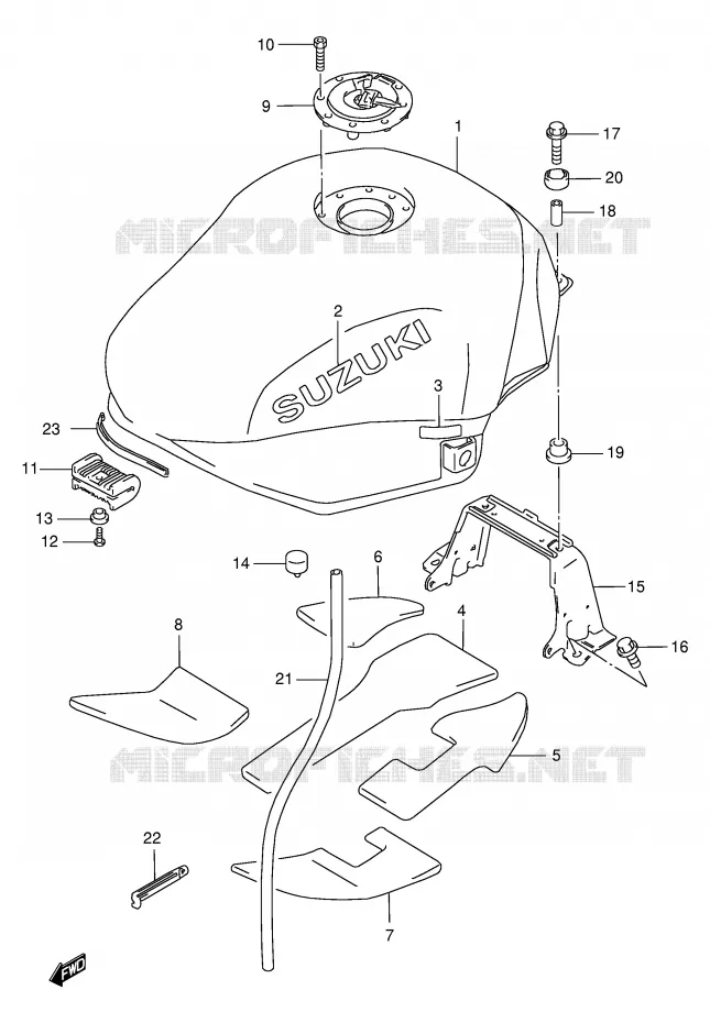 RESERVOIR D'ESSENCE (MODELE Y/K1) Suzuki MOTO 750 GSX-F 2002  GSX750FK2(E2)