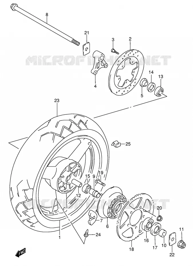 ROUE ARRIERE Suzuki MOTO 750 GSX 1999  GSX750X(E4)