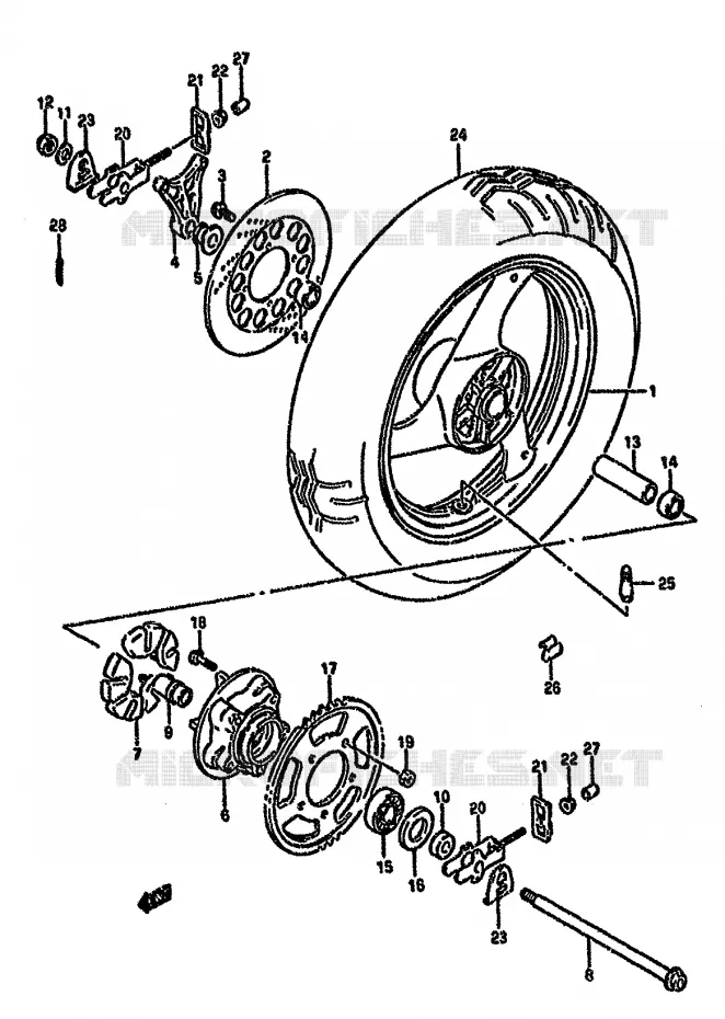 ROUE ARRIERE Suzuki MOTO 750 GSX-F 1996  GSX750FSKT(K-T)