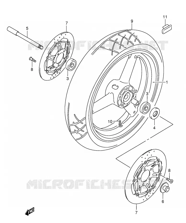 ROUE AVANT (MODELE K3) Suzuki MOTO 600 GSX-F 1999  GSX600FUX(E2)