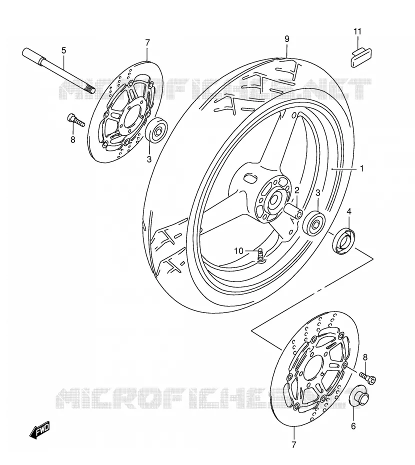 ROUE AVANT (MODELE K3) Suzuki MOTO 750 GSX-F 2001  GSX750FK1(E2)