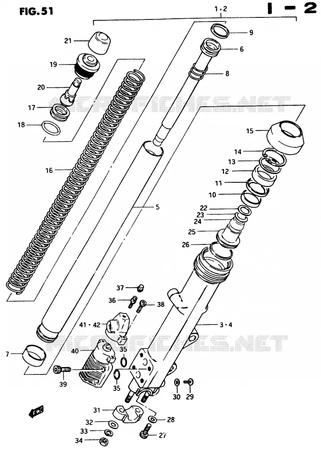 AMORTISSEUR AVANT (MODELE D) Suzuki MOTO 750 GSX-E 1984  GSX750EE(D/E)