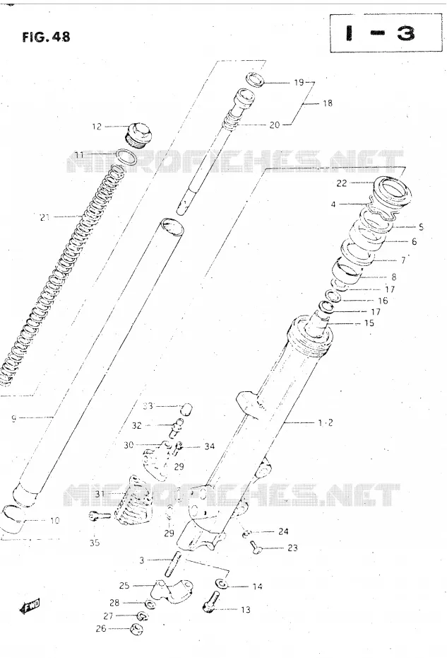 AMORTISSEUR AVANT (MODELE E) Suzuki MOTO 500 GSX-E 1985  GSX500EF(E39)