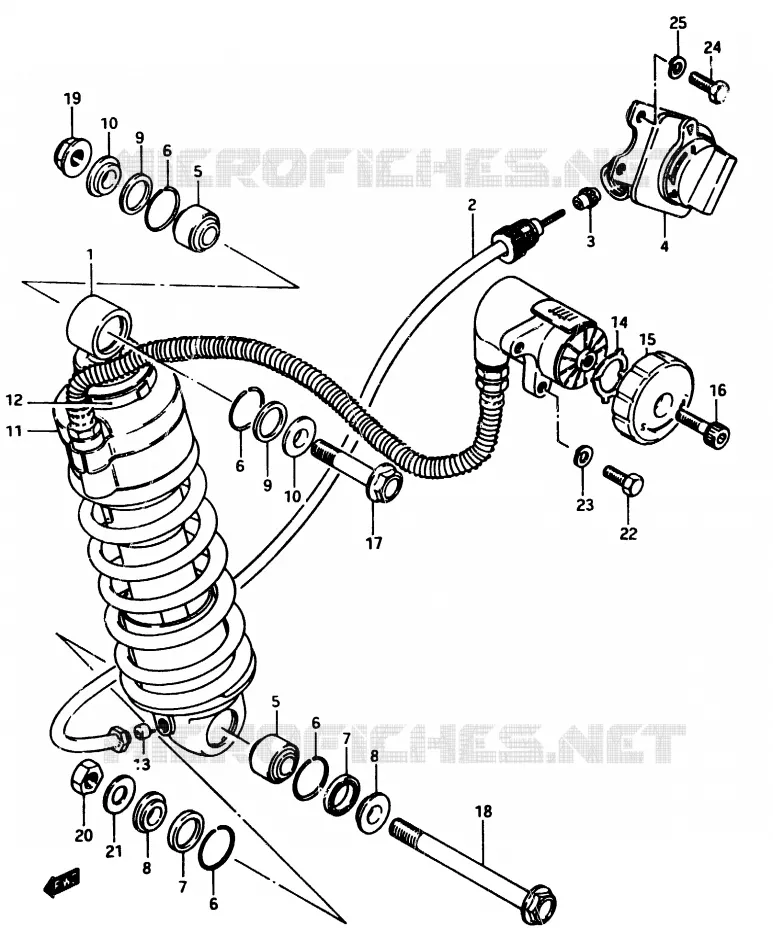AMORTISSEUR (MODELE D) Suzuki MOTO 750 GSX-E 1984  GSX750EE(D/E)