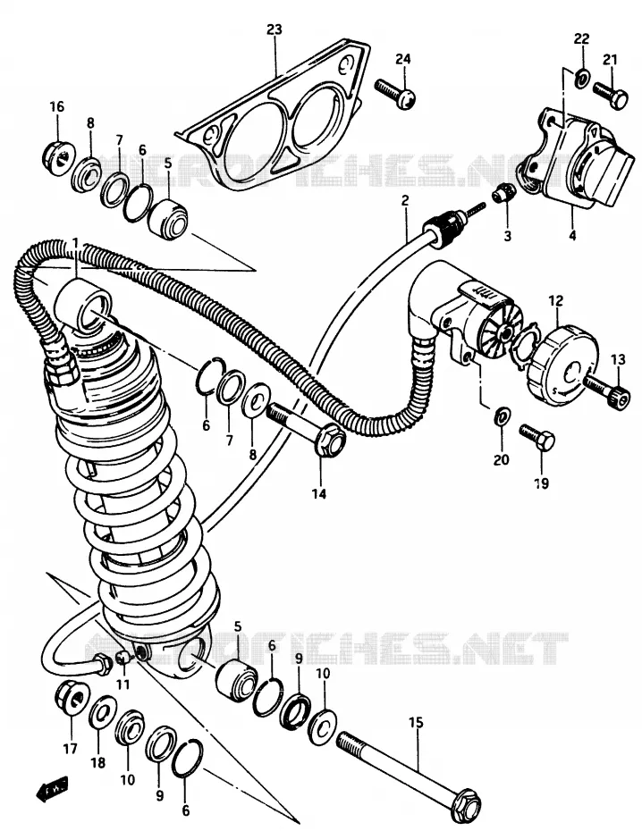 AMORTISSEUR (MODELE E) Suzuki MOTO 750 GSX-E 1984  GSX750EE(D/E)
