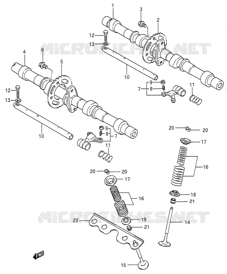 ARBRE A CAMES - SOUPAPES (MODELE J/K/L/M) Suzuki MOTO 600 GSX-F 1988  GSX600FU2J(E28)