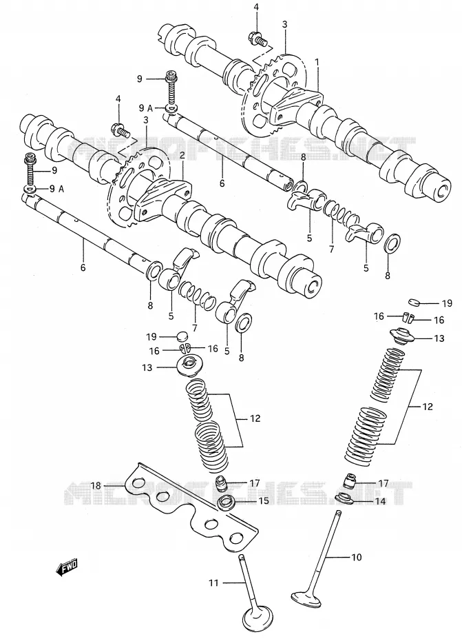 ARBRE A CAMES - SOUPAPES (MODELE N/P/R/S/T) Suzuki MOTO 600 GSX-F 1990  GSX600FU2L(E28)
