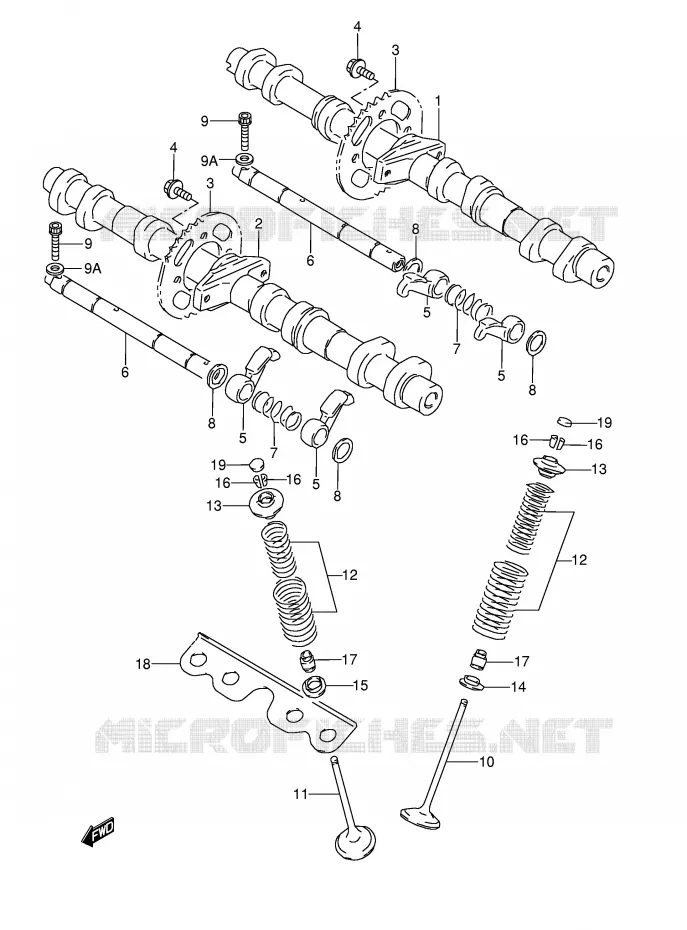 ARBRE A CAMES - SOUPAPES (MODELE N/P/R/S/T) Suzuki MOTO 600 GSX-F 1994  GSX600FR(E2)