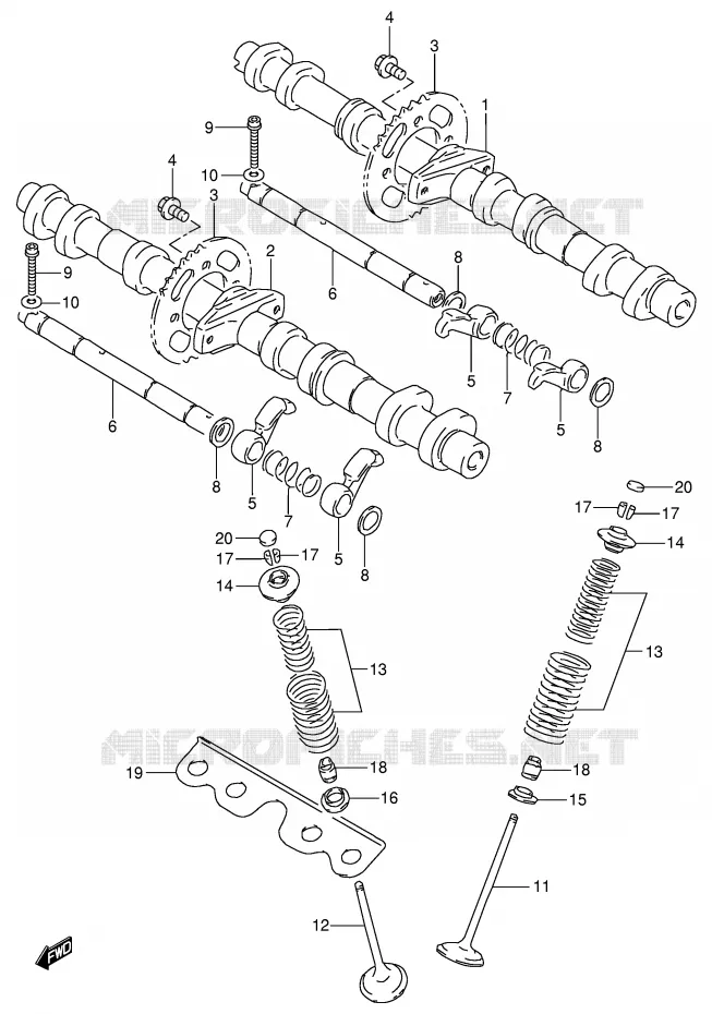 ARBRE A CAMES - SOUPAPES Suzuki MOTO 600 GSX-F 1997  GSX600FU2V(E2)