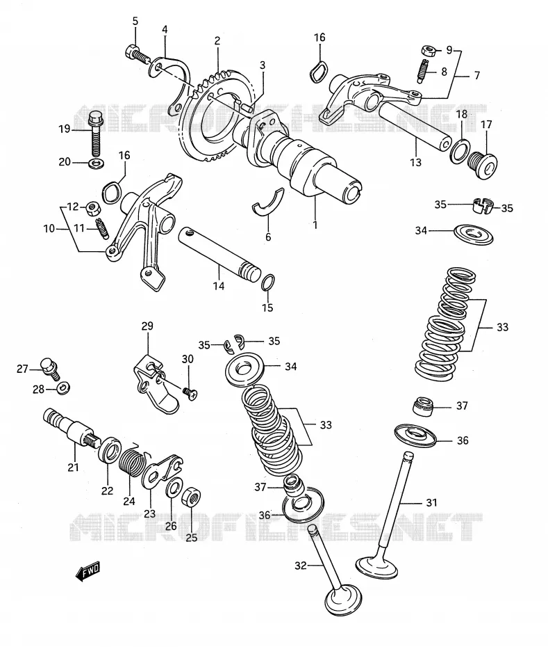 ARBRE A CAMES - SOUPAPES Suzuki MOTO 650 BOULEVARD 1990  LS650PL(E28)