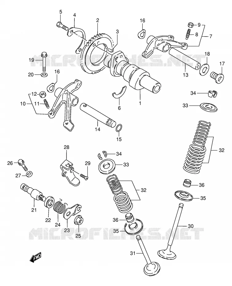 ARBRE A CAMES - SOUPAPES Suzuki MOTO 650 BOULEVARD 1998  LS650PW(E3/E28)