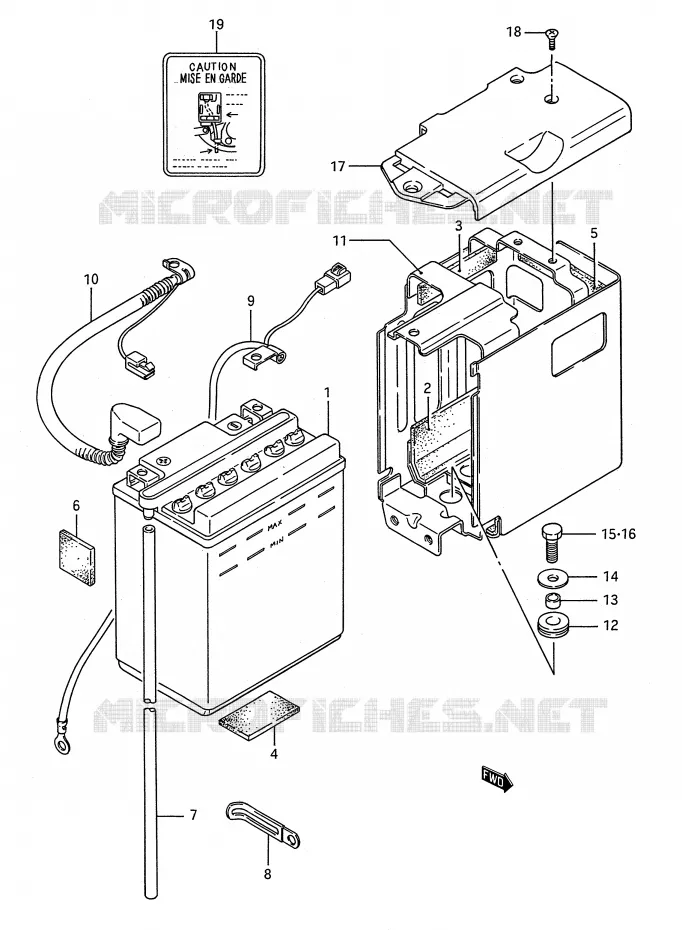 BATTERIE Suzuki MOTO 650 BOULEVARD 1989  LS650FK(E28)