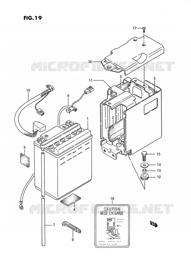 BATTERIE Suzuki MOTO 650 SAVAGE 1988  LS650FJ(E2)