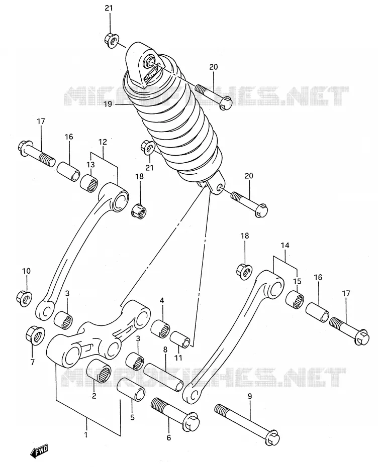 BIELLETTE DE SUSPENSION ARRIERE (MODELE K/L/M/N/P/R/S/T) Suzuki MOTO 600 GSX-F 1992  GSX600FN(E28)