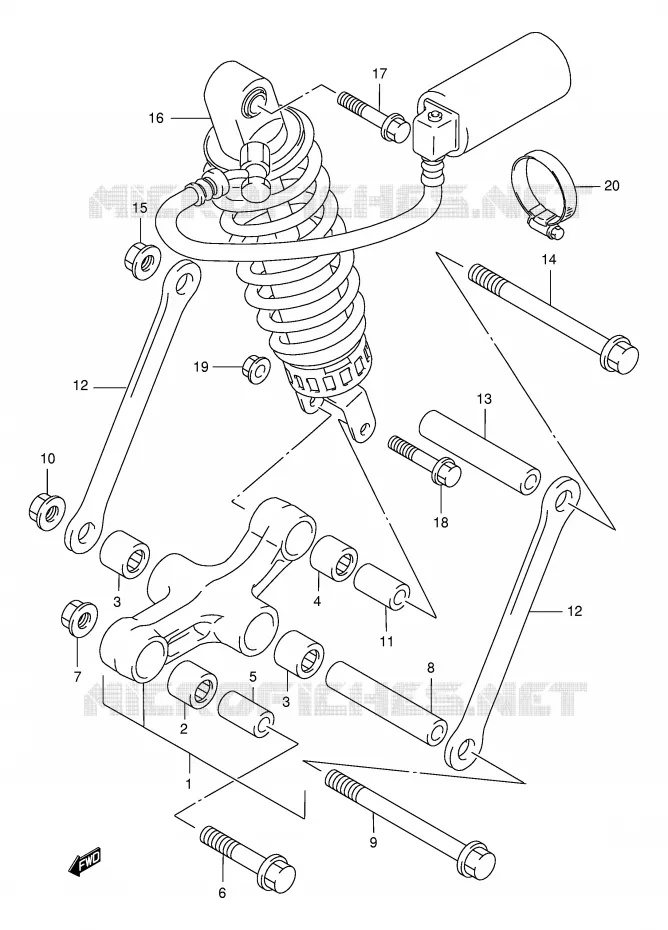BIELLETTE DE SUSPENSION ARRIERE Suzuki MOTO 750 GSX-F 2003  GSX750FK3(E2)