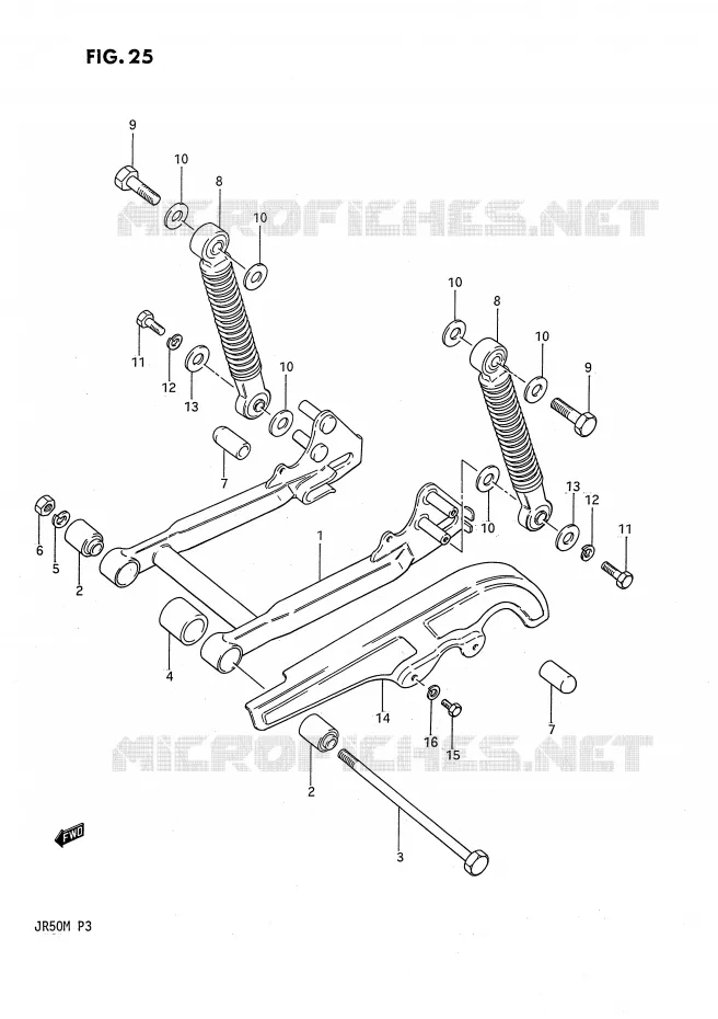 BRAS OSCILLANT ARRIERE Suzuki MOTO 50 JR 1991  JR50M(P3)