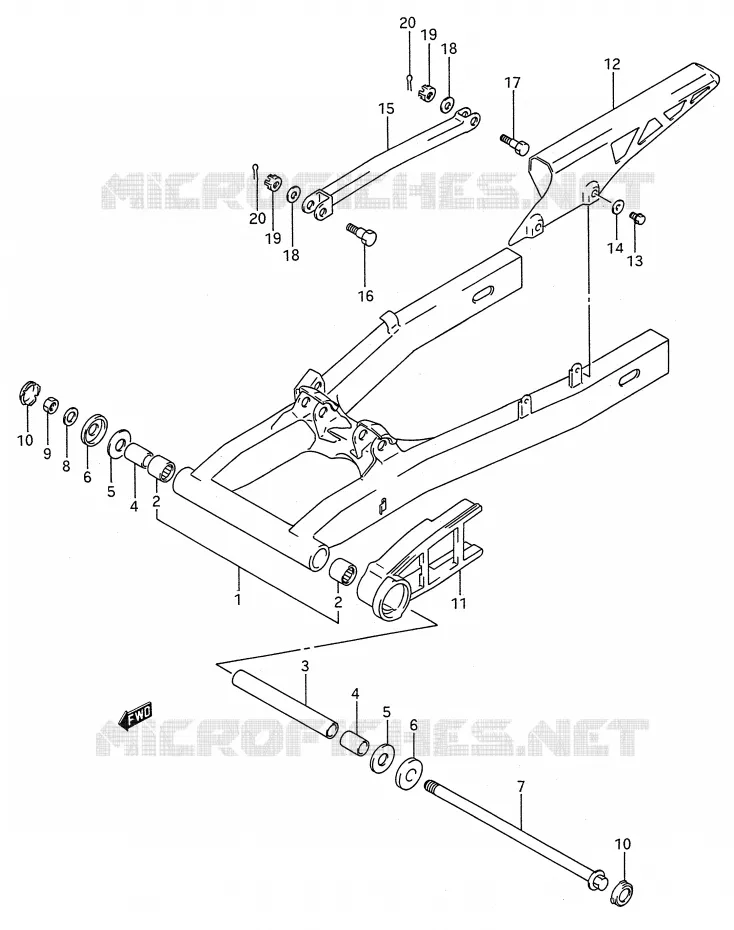 BRAS OSCILLANT ARRIERE Suzuki MOTO 600 GSX-F 1992  GSX600FN(E28)
