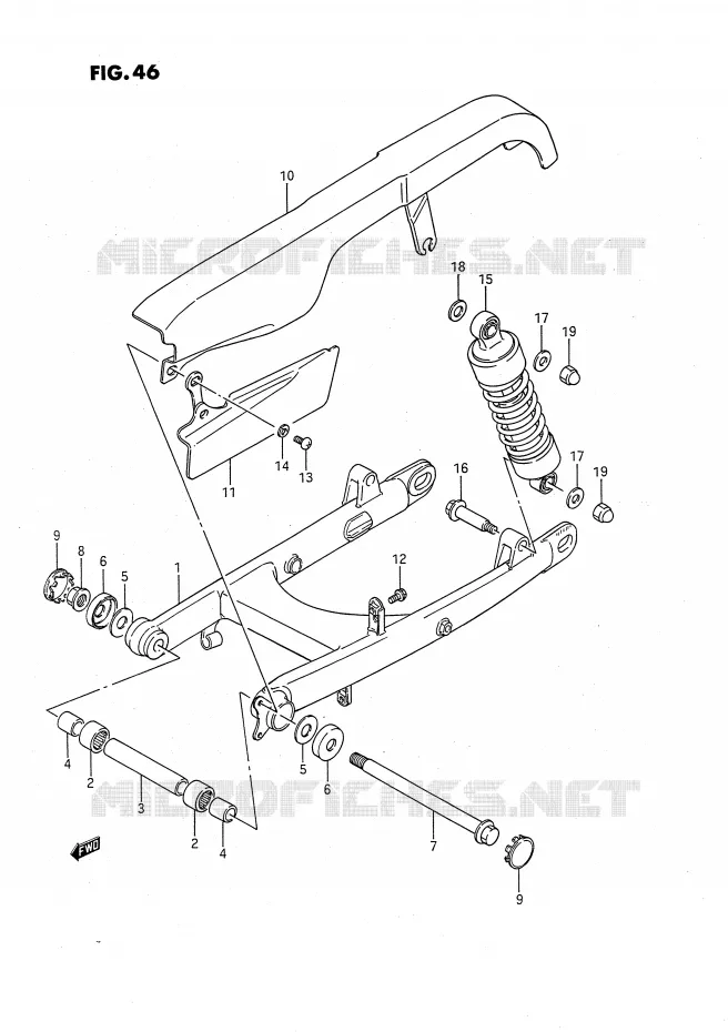 BRAS OSCILLANT ARRIERE Suzuki MOTO 650 SAVAGE 1991  LS650PM(E2)