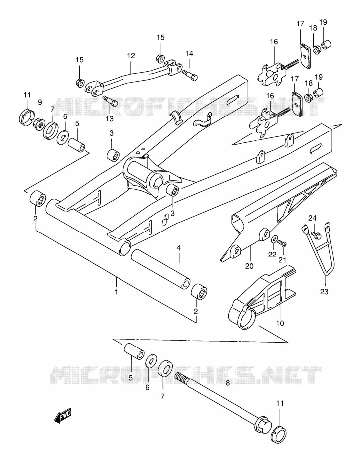 BRAS OSCILLANT ARRIERE Suzuki MOTO 750 GSX-F 2003  GSX750FLK3(E2)