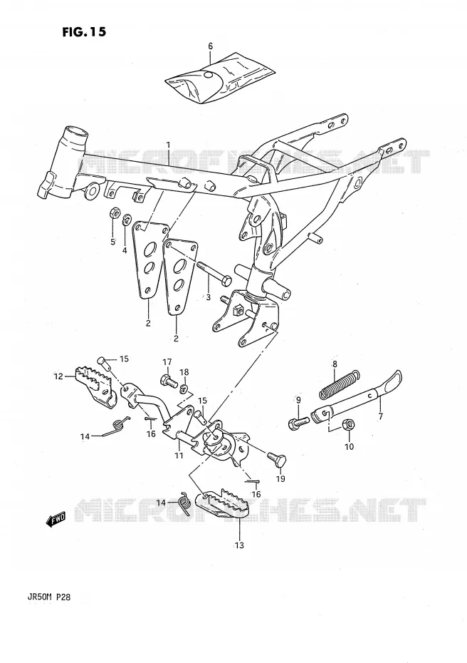 CADRE - REPOSE PIEDS Suzuki MOTO 50 JR 1987  JR50H(P28)
