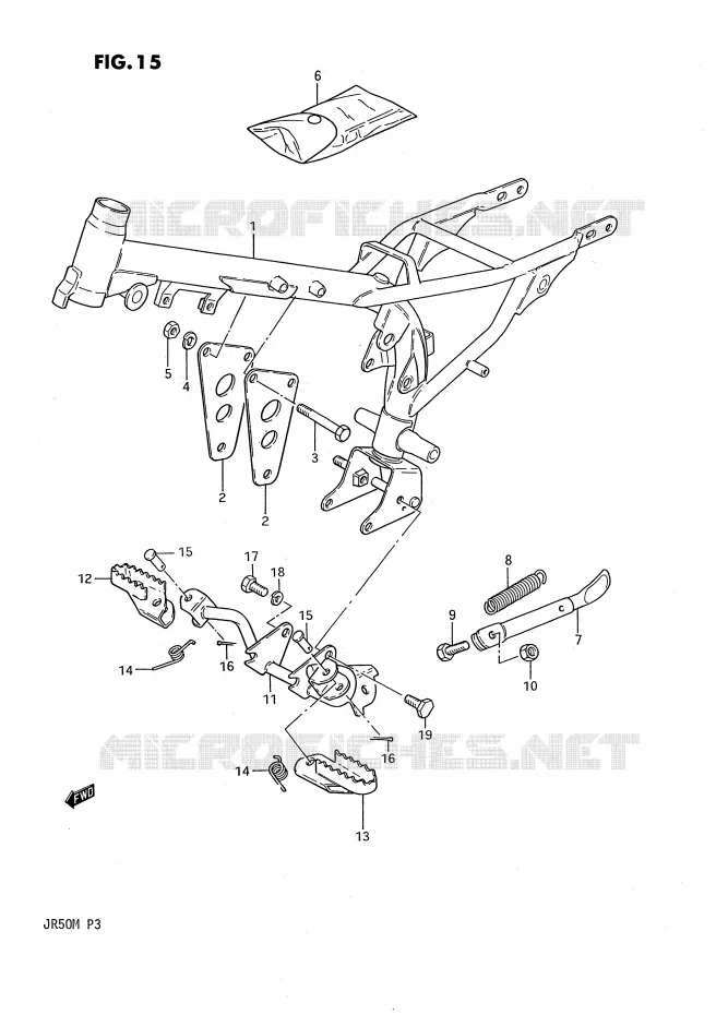 CADRE - REPOSE PIEDS Suzuki MOTO 50 JR 1989  JR50K(P3)