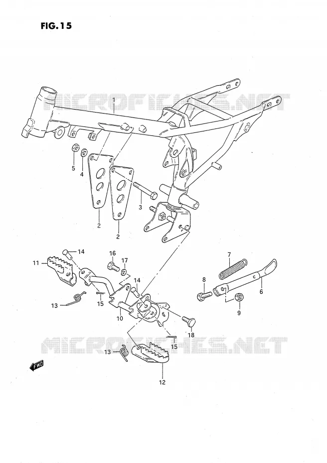 CADRE - REPOSE PIEDS Suzuki MOTO 50 JR 1992  JR50N(P28)