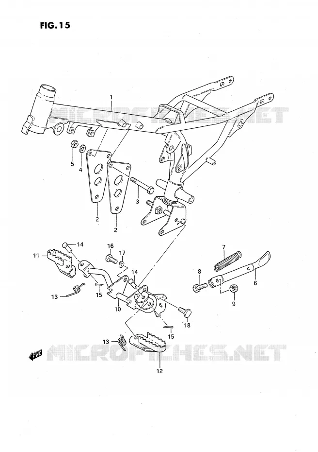 CADRE - REPOSE PIEDS Suzuki MOTO 50 JR 1992  JR50N(P3)