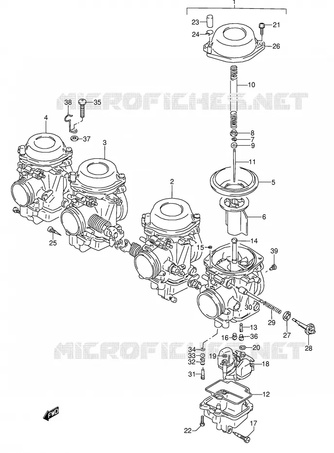 CARBURATEUR (MODEL L/M/N/P/R/S,MODEL L E17 ~F.NO.107606) Suzuki MOTO 600 GSX-F 1994  GSX600FR(E2)