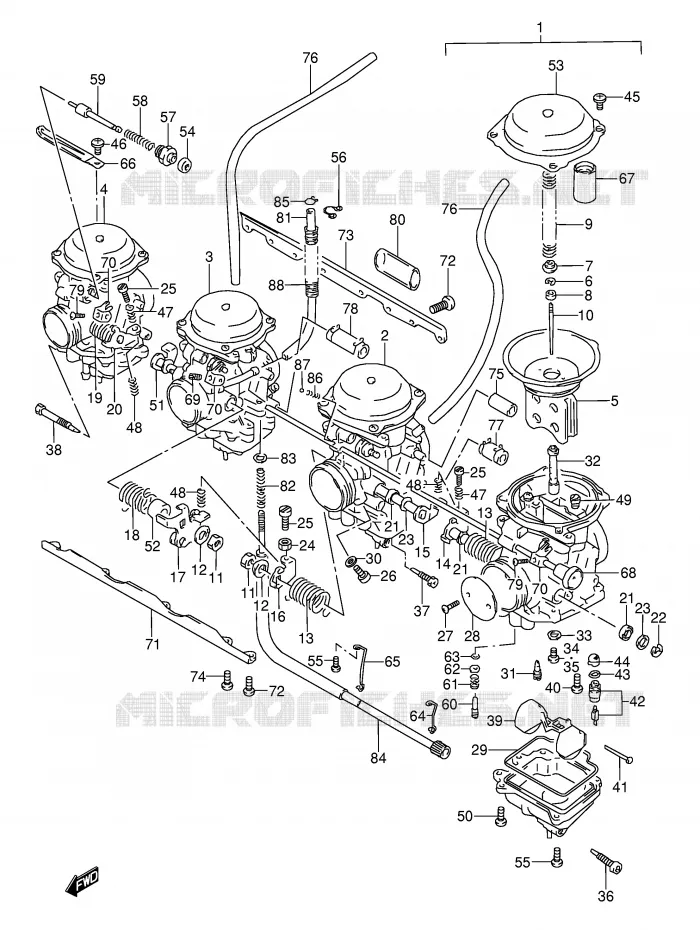 CARBURATEUR (MODELE J) Suzuki MOTO 600 GSX-F 1988  GSX600FU2J(E2)