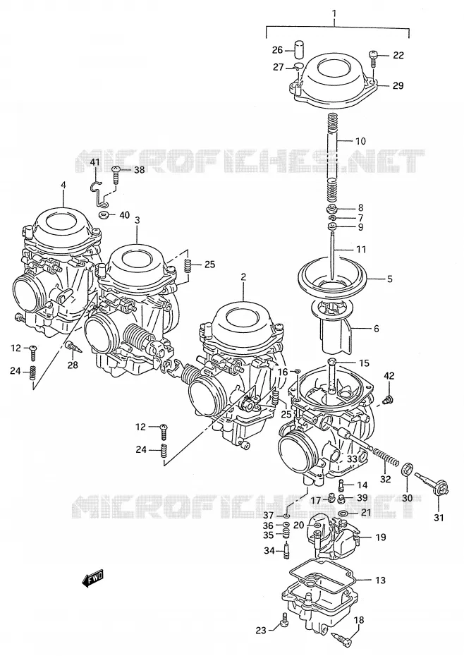 CARBURATEUR (MODELE L/M/N/P/R/S/T) Suzuki MOTO 600 GSX-F 1993  GSX600FP(E28)