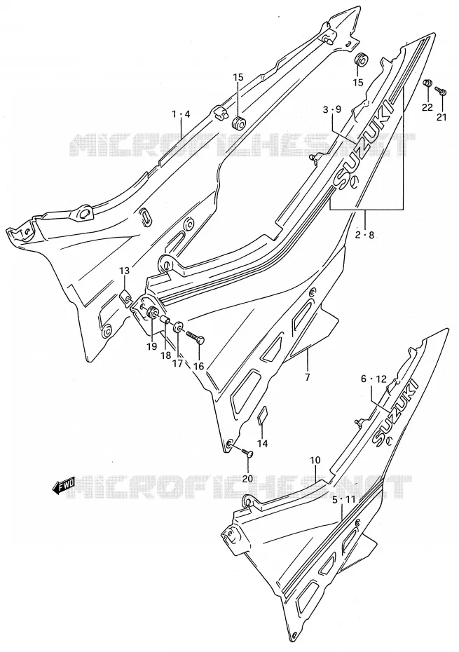 CARENAGES ARRIERE  (MODELE J/K) Suzuki MOTO 600 GSX-F 1990  GSX600FU2L(E28)