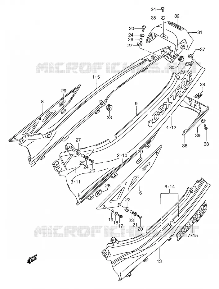 CARENAGES ARRIERE  (MODELE K/L) Suzuki MOTO 750 GSX-F 1993  GSX750FP(E2)