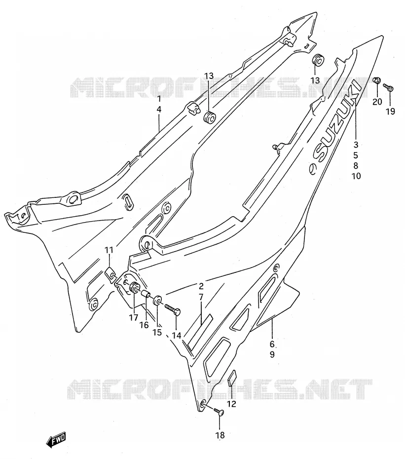 CARENAGES ARRIERE  (MODELE L/M) Suzuki MOTO 600 GSX-F 1988  GSX600FU2J(E28)