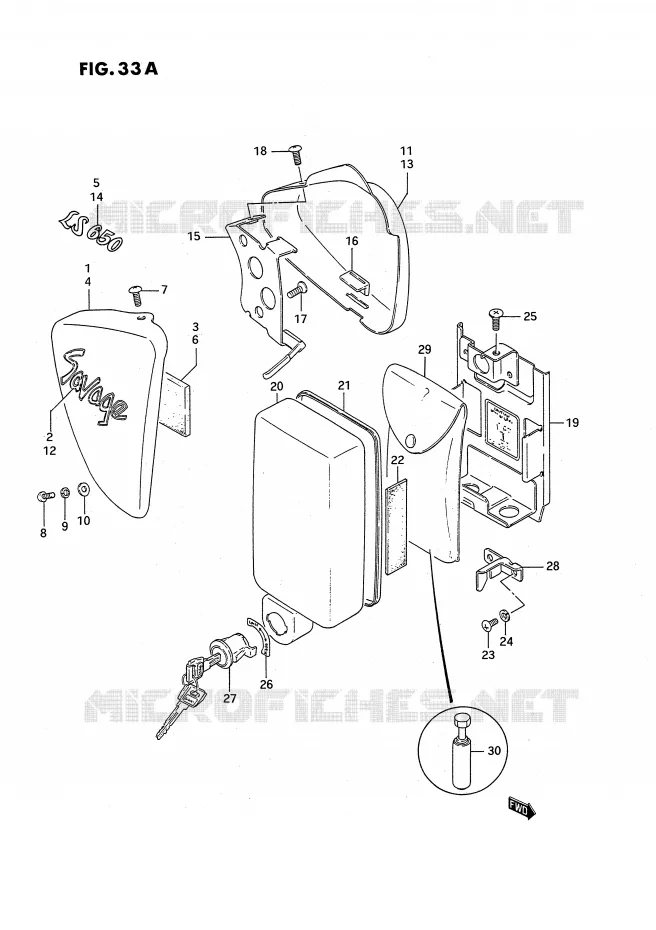 CARENAGES ARRIERE  (MODELE M/R) Suzuki MOTO 650 SAVAGE 1988  LS650PJ(E2)