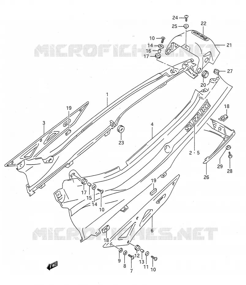 CARENAGES ARRIERE  (MODELE M) Suzuki MOTO 750 GSX-F 1993  GSX750FP(E28)