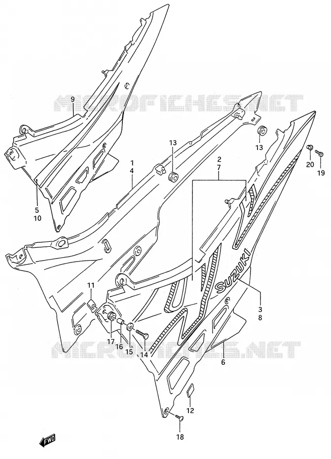 CARENAGES ARRIERE  (MODELE N/P) Suzuki MOTO 600 GSX-F 1988  GSX600FUJ(E28)