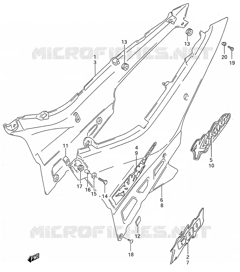 CARENAGES ARRIERE  (MODELE R/S) Suzuki MOTO 600 GSX-F 1992  GSX600FU2N(E28)