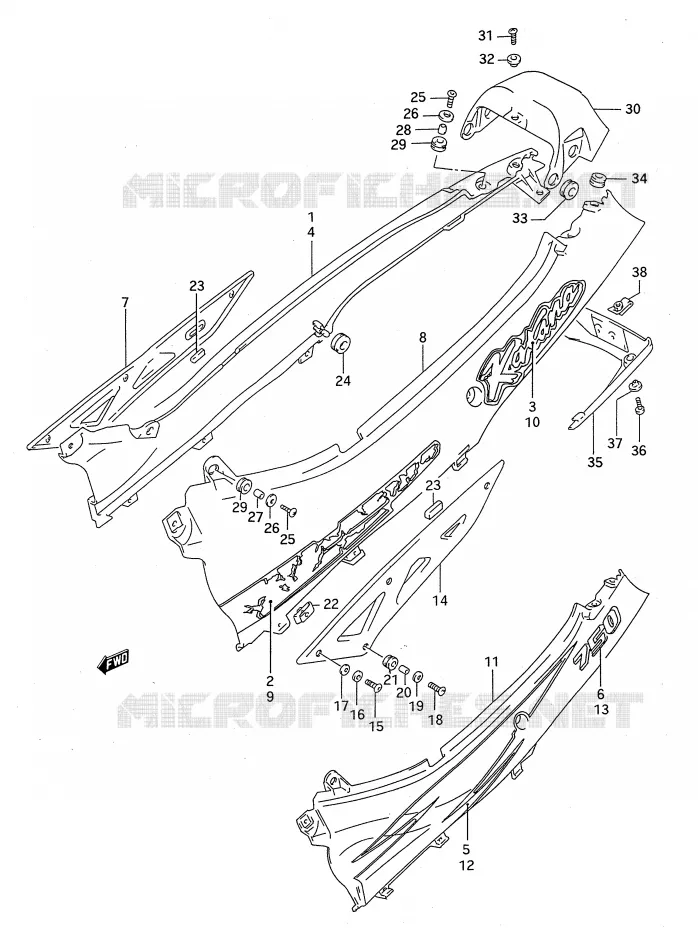 CARENAGES ARRIERE  (MODELE S/T) Suzuki MOTO 750 GSX-F 1993  GSX750FP(E28)