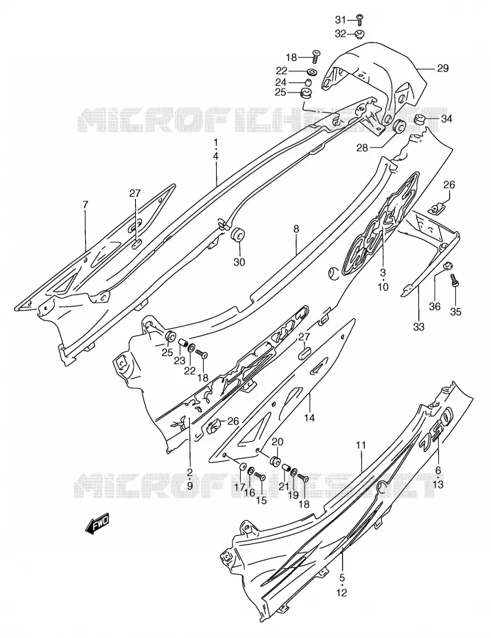 CARENAGES ARRIERE  (MODELE S/T) Suzuki MOTO 750 GSX-F 1996  GSX750FT(E2)