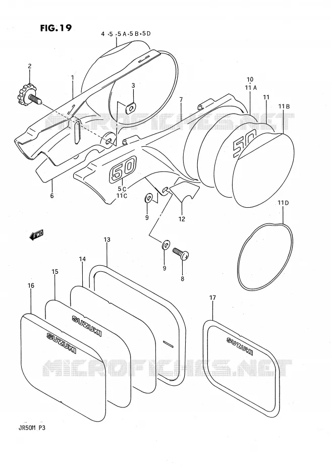 CARENAGES ARRIERE Suzuki MOTO 50 JR 1990  JR50L(P3)