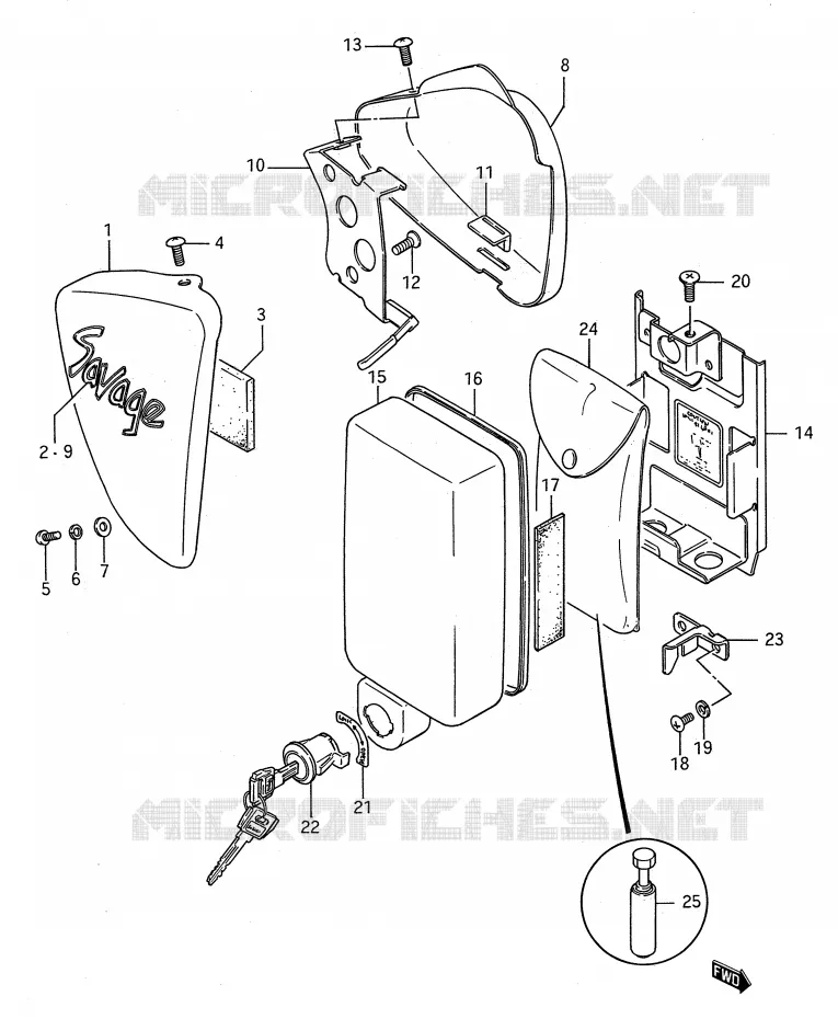 CARENAGES ARRIERE Suzuki MOTO 650 BOULEVARD 1990  LS650PL(E28)
