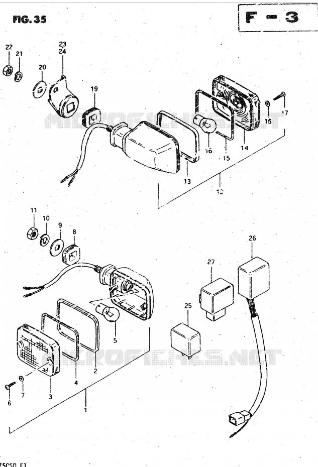 CLIGNOTANTS (E2, E4, E17, E21, E34) Suzuki MOTO 750 GSX-S 1982  GSX750SZ(E1)