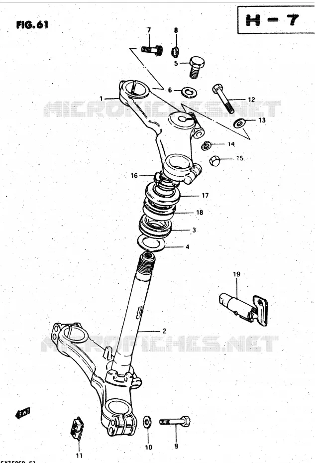 COLONNE DE DIRECTION (MODELE D) Suzuki MOTO 750 GSX-S 1982  GSX750SZ(E1)