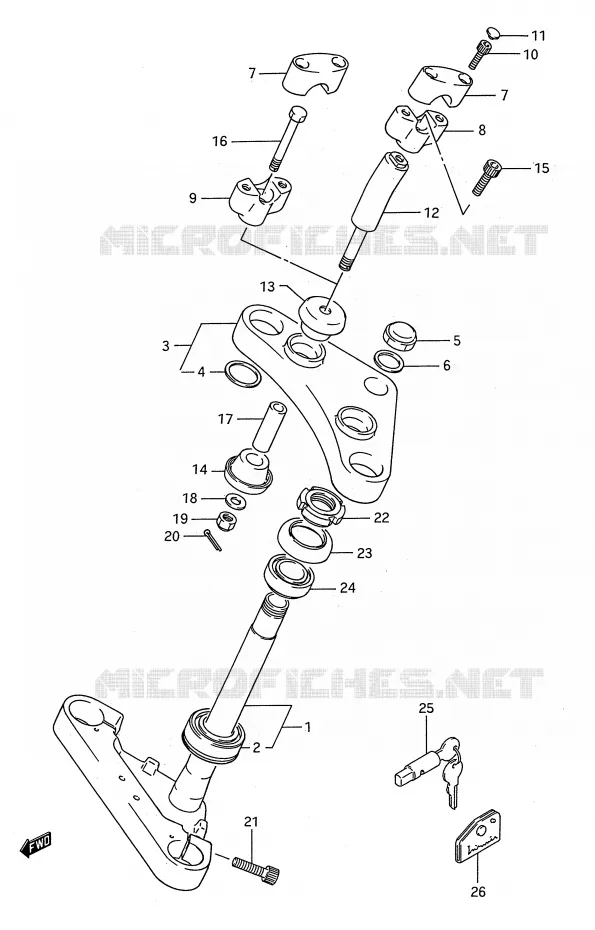 COLONNE DE DIRECTION Suzuki MOTO 650 BOULEVARD 1992  LS650N(E28)