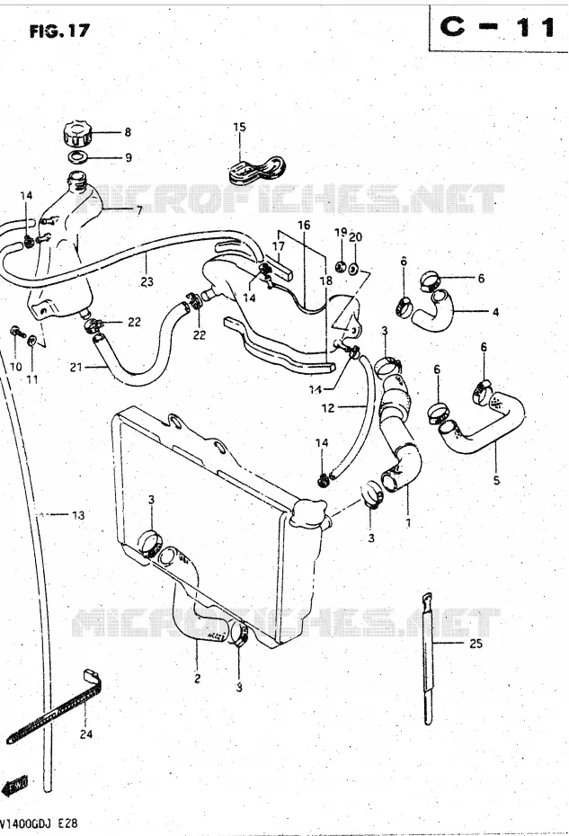 DURITES DE RADIATEUR - VASE D'EXPANSION Suzuki MOTO 1400 CAVALCADE 1987  GV1400GDH(DG-DJ/CJ)