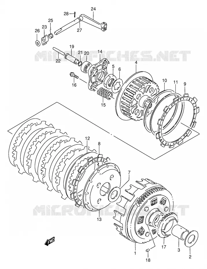 EMBRAYAGE Suzuki MOTO 650 SAVAGE 1999  LS650PX(E2)