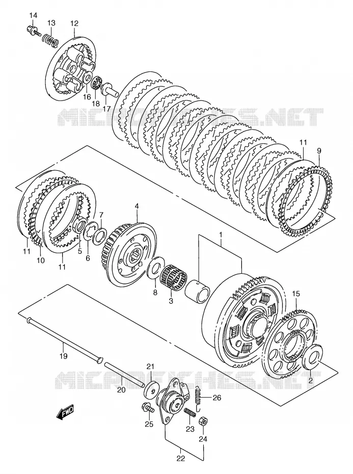 EMBRAYAGE Suzuki MOTO 750 GSX-F 1996  GSX750FT(E2)