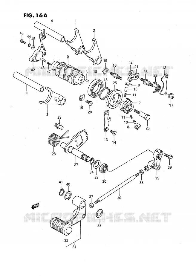 ENSEMBLE DE SELECTION DE VITESSES (MODEL M/R E2,E15,E16,E17,E18,E22,E25,E39) Suzuki MOTO 650 SAVAGE 1986  LS650PG(E2)