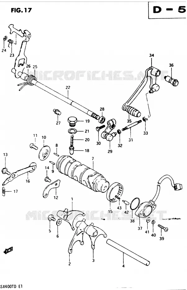 ENSEMBLE DE SELECTION DE VITESSES Suzuki MOTO 400 GSX 1983  GSX400TD